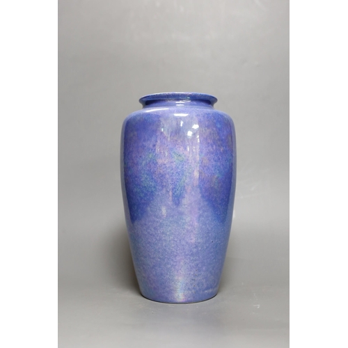 282 - A large Ruskin blue and green lustre vase, dated 1926. 26cm.