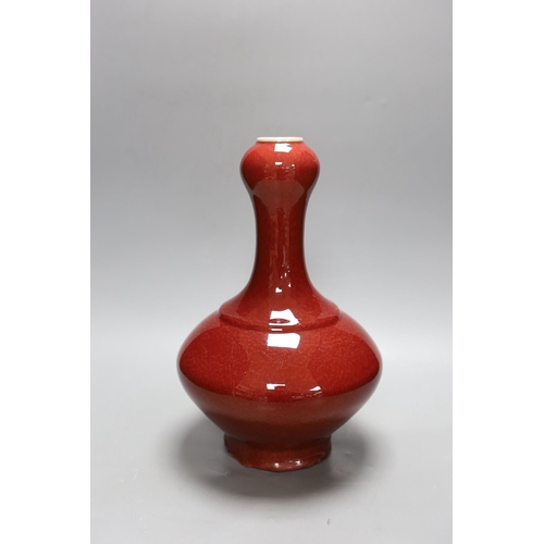 291 - A Chinese sang-de-boeuf garlic-neck vase, 33cm