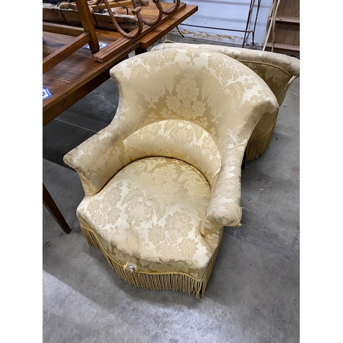 30 - A pair of late Victorian upholstered tub framed armchairs