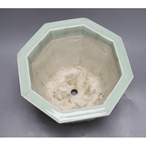 305 - A Japanese celadon ground porcelain jardiniere, 26cm tall