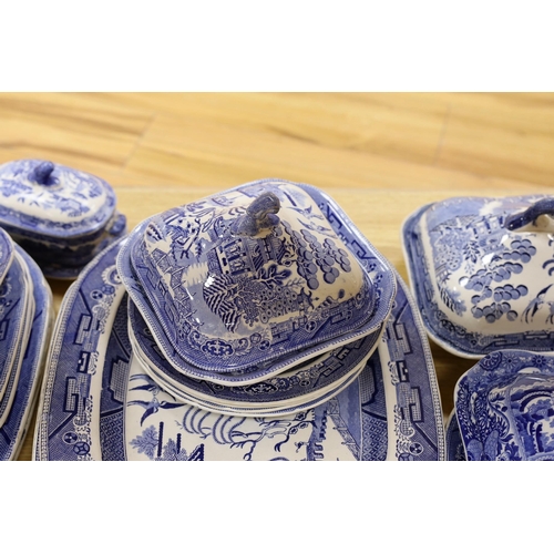 323 - A group of Victorian and later blue and white pottery dinner wares