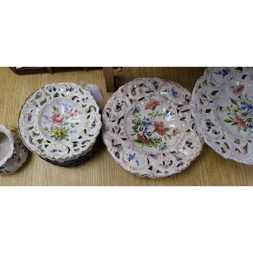 330 - A Nove Italian maiolica  part dessert set etc.