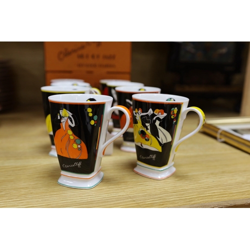 357 - Eight Clarice Cliff limited edition Age of Jazz mugs - Charleston, Fascinating Rhythm, Strike Up T... 