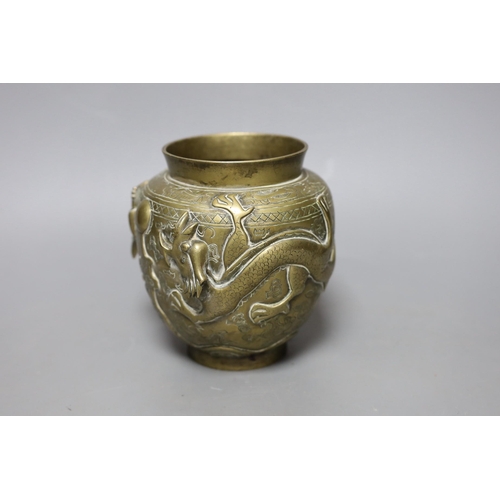 360 - A Chinese bronze dragon vase, early 20th century, 14cm