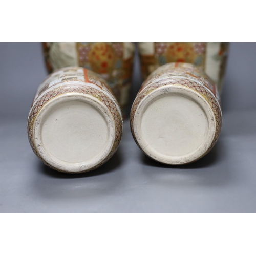 371 - Two pairs of late 19th century Japanese Satsuma vases. Tallest pair 24cm