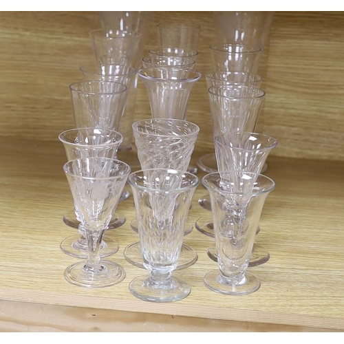 391 - A quantity of mixed 18th-20th century drinking glasses, tallest 25 cm