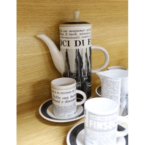 408 - A mid century Rye Monastery Cinque ports pottery newspaper coffee service