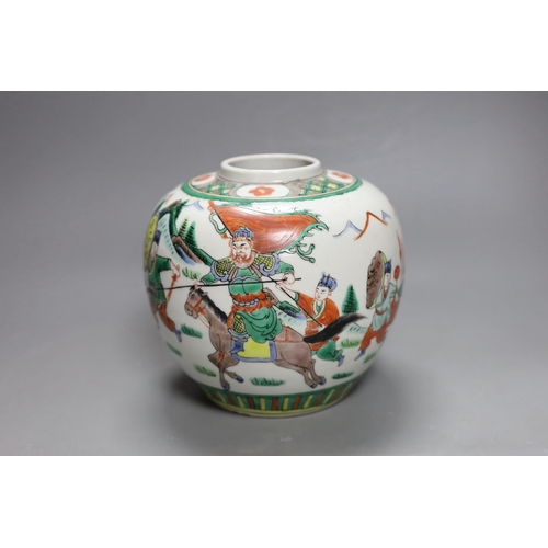 418 - A Chinese famille verte jar, 16cm