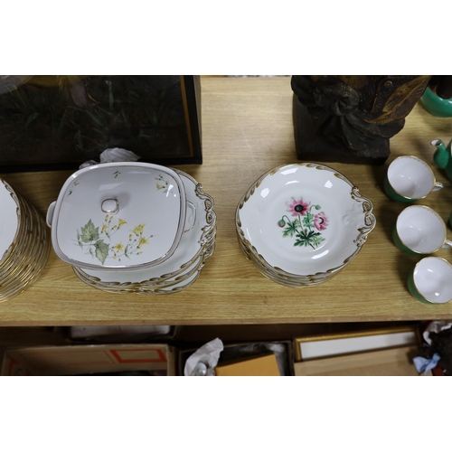 464 - A Victorian porcelain botanical dessert service, possibly Ridgway and Bavarian porcelain tureen... 