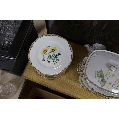 464 - A Victorian porcelain botanical dessert service, possibly Ridgway and Bavarian porcelain tureen... 