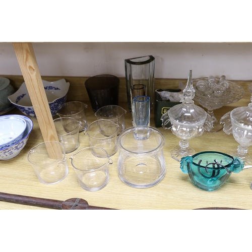 485 - A selection of various glassware, to include a pair Royal Brierley vases, Sevres Cristal vase and ot... 