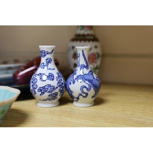 496 - A group of Chinese and Japanese ceramics, tallest 24cm