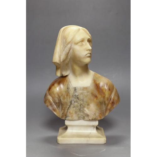 497 - An early 20th century marble bust of a lady, unsigned. 28cm