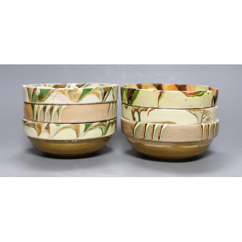 498 - Six French slipware bowls, 16.5cm diameter