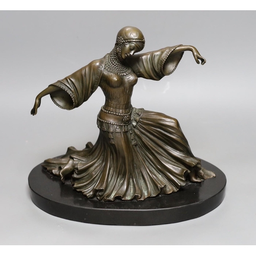 501 - After Demétre Haralamb Chiparus (1886  1947), bronze of a female dancer, Talos Gallery tablet to re... 