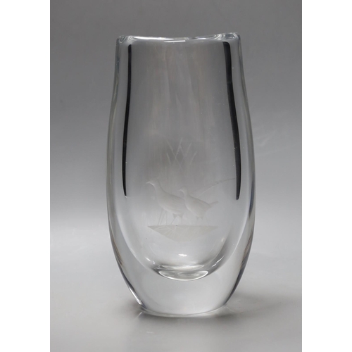 504 - An Orrefors glass pheasant vase, numbered 3723, 24cm