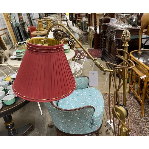 51 - A Victorian style telescopic brass standard lamp