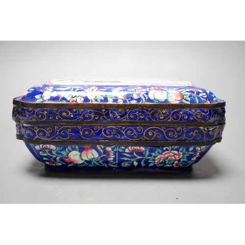 544 - A 19th century Chinese Guangzhou enamel box and cover, 16cm long