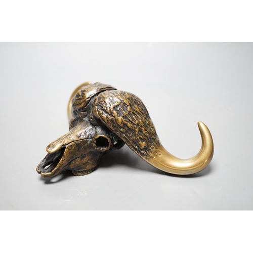 546 - Robert Green, bronze model of a water buffalo skull, 18cm long