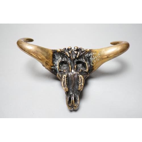 546 - Robert Green, bronze model of a water buffalo skull, 18cm long