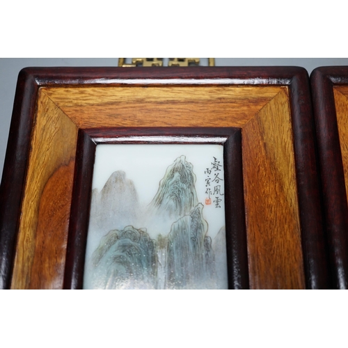 561 - A pair of Chinese framed porcelain plaques 25x15cm including frame