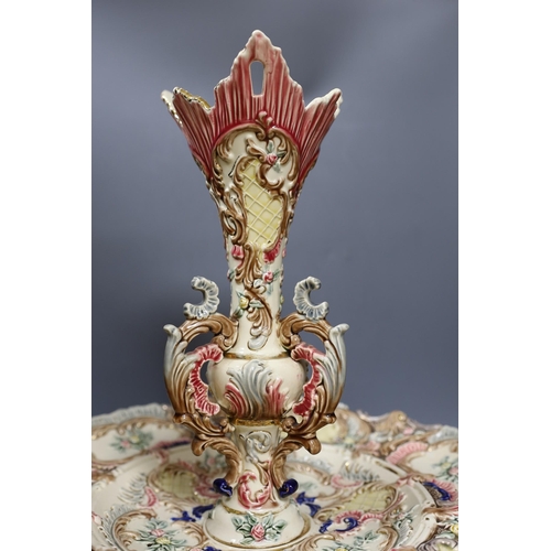 618 - An Eichwald rococo style pottery centrepiece, 50cm