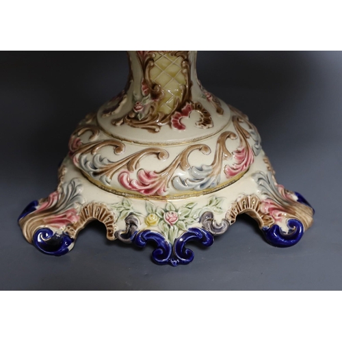 618 - An Eichwald rococo style pottery centrepiece, 50cm