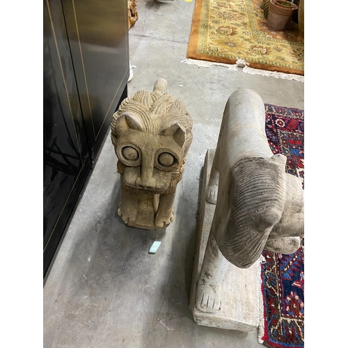 8 - Two stone carvings, larger height 49cm