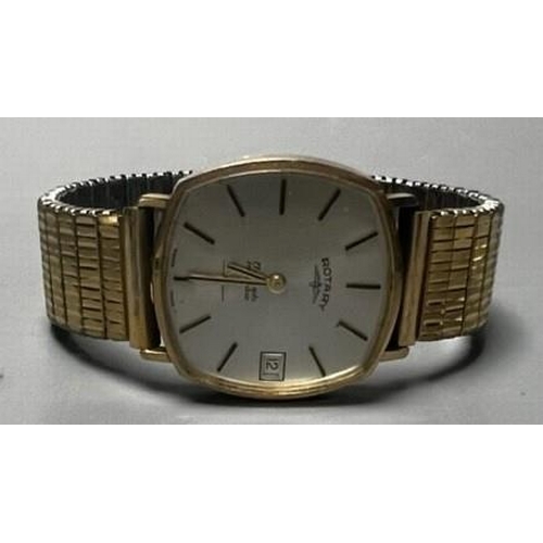 923 - A gentleman's 1970's 9ct gold Rotary manual wind wrist watch, with case back inscription, on associa... 