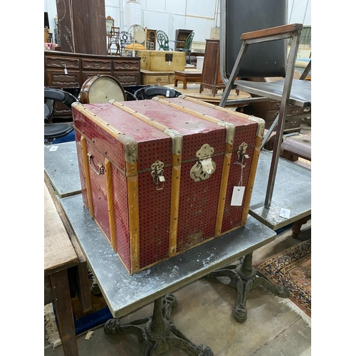 1006 - A simulated rattan box, 46cm and a metal frame desk chair