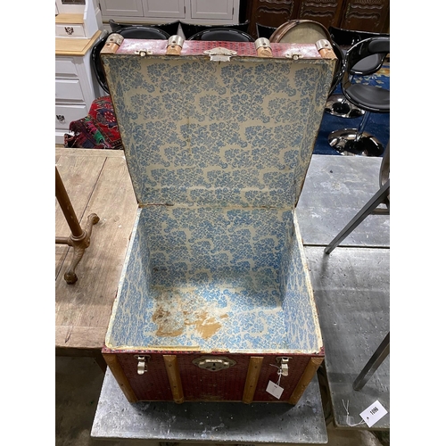 1006 - A simulated rattan box, 46cm and a metal frame desk chair