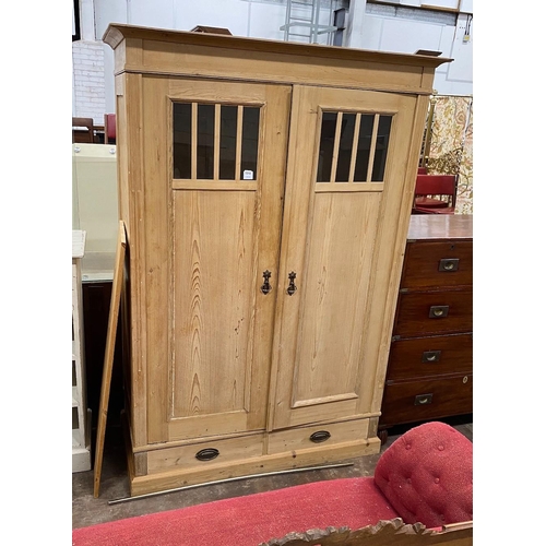 1011 - A 19th century East European pine 'knockdown' wardrobe, width 144cm height 205cm