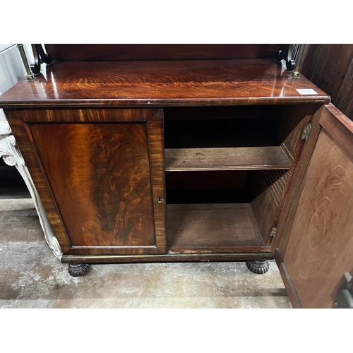 1015 - A small Regency mahogany and brass strung chiffonier, width 78cm, depth 37cm, height 122cm