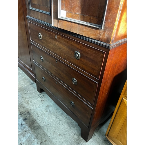 1022 - An early 20th century Regency style narrow mahogany linen press, width 92cm, depth 54cm, height 220c... 