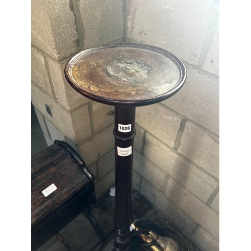 1026 - A George III style mahogany tripod torchere, height 134cm