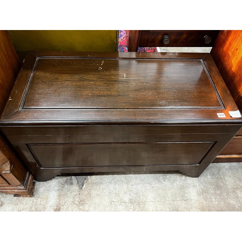 1034 - A 20th century camphor wood trunk, length 101cm, depth 50cm, height 59cm