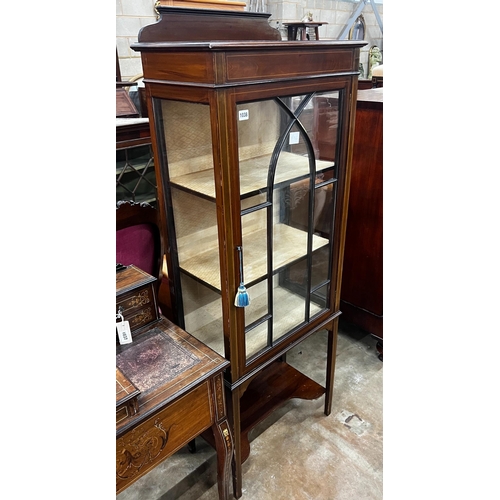 1038 - A small Edwardian mahogany display cabinet, width 61cm, depth 33cm, height 160cm