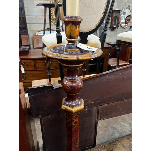 1040 - An early 20th century chinoiserie lacquered faux tortoiseshell standard lamp, height 150cm