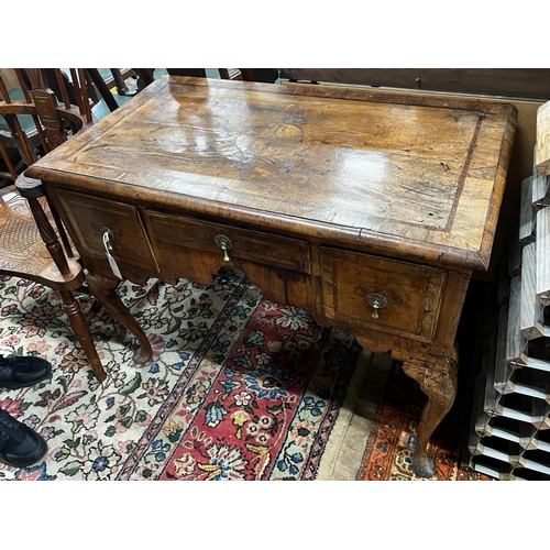 1048 - An 18th century and later banded walnut lowboy, width 98cm, depth 54cm, height 79cm