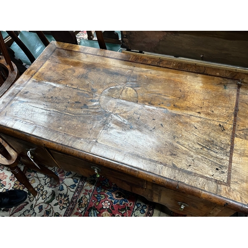 1048 - An 18th century and later banded walnut lowboy, width 98cm, depth 54cm, height 79cm