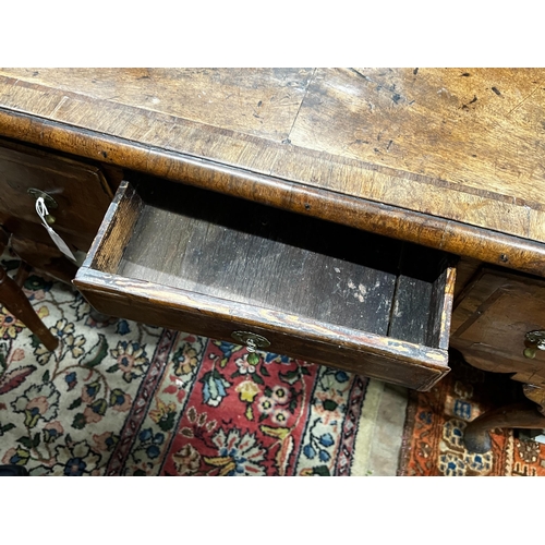 1048 - An 18th century and later banded walnut lowboy, width 98cm, depth 54cm, height 79cm