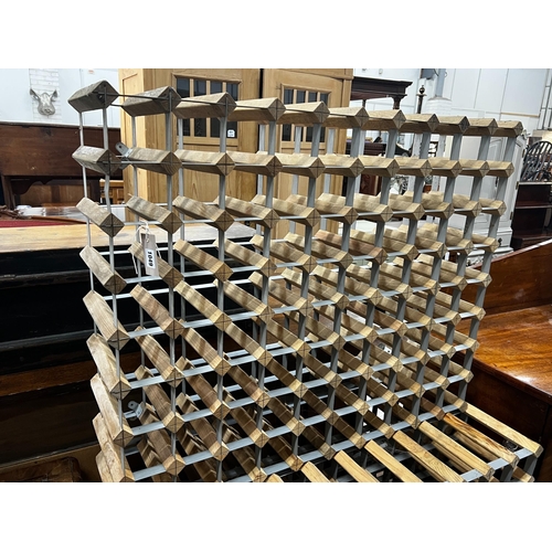 1049 - Three modern wine racks, total capacity 240 bottles, each width 99cm, height 80cm