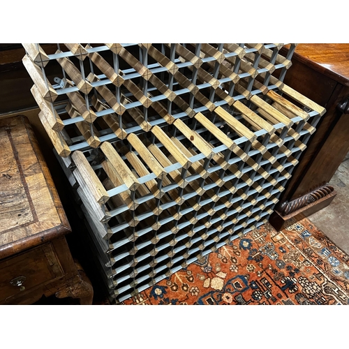 1049 - Three modern wine racks, total capacity 240 bottles, each width 99cm, height 80cm
