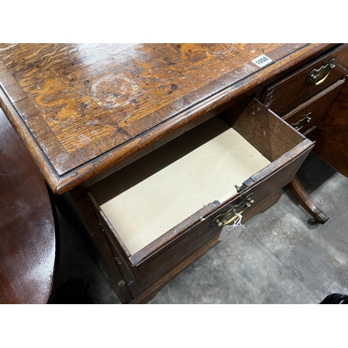 1058 - A George III mahogany banded oak chest of drawers, width 81cm, depth 49cm, height 92cm