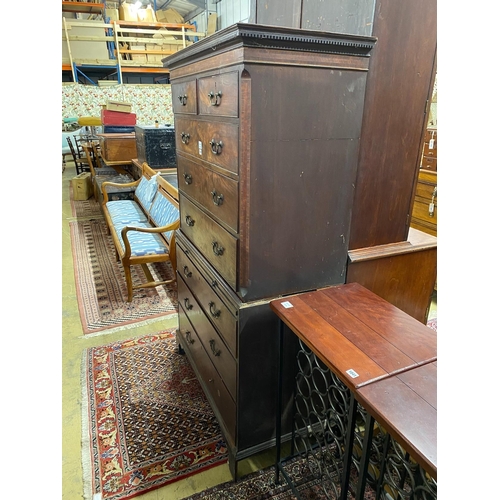 1008 - A George III mahogany chest on chest with brushing slide, width 110cm, depth 54cm, height 185cm... 