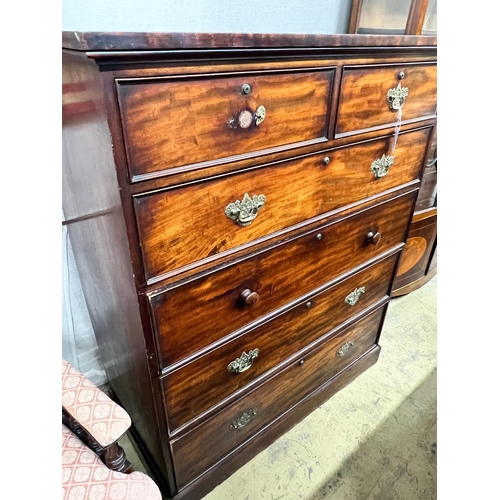 1012 - An early Victorian mahogany secretaire chest, fitted two short and four long drawers including a lat... 