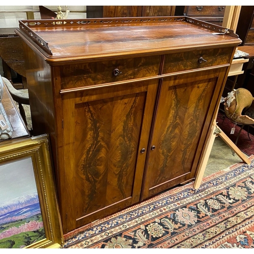 1049 - A 19th century Scandinavian mahogany two door side cabinet, width 122cm, depth 52cm, height 123cm... 