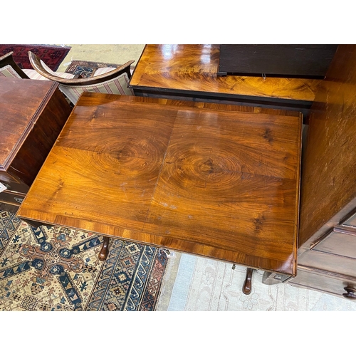 1058 - A Queen Anne revival banded walnut sofa table, width 98cm, depth 64cm, height 70cm