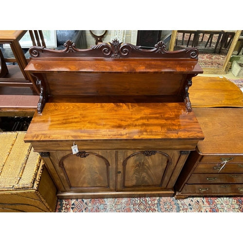 1088 - An early Victorian mahogany chiffonier, length 105cm, depth 42cm, height 129cm