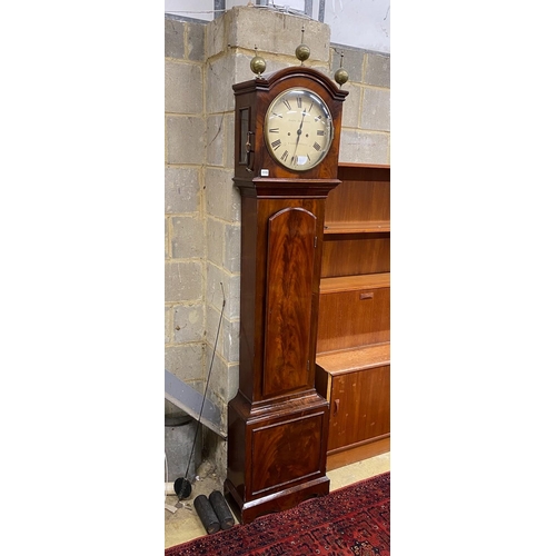 1115 - A Regency mahogany longcase clock, marked Brasbridge, Fleet Street, height 211cm